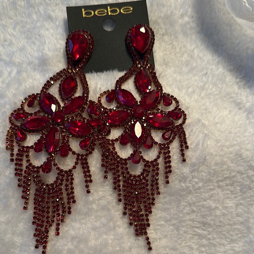 Bebe Red Statement Earrings
